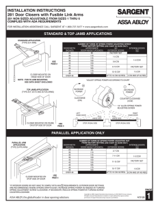 INSTALLATION INSTRUCTIONS 281 Door Closers with