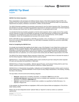 Form AS9102 First Article Inspection