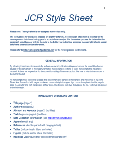 JCR Style Sheet - Journal of Consumer Research