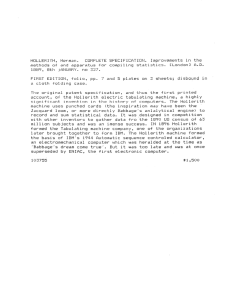 Hollerith`s Original Patent Application