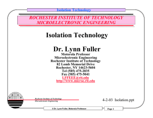Isolation Technology Dr. Lynn Fuller - RIT