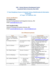 List of Resource Persons for 1st Inter Disciplinary Course in