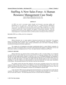 Staffing A New Sales Force: A Human Resource Management Case