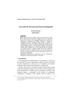 Are crude Oil, Gas and Coal Prices Cointegrated? Abstract
