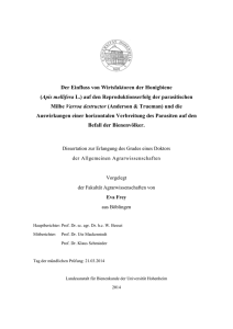 Der Einfluss von Wirtsfaktoren der Honigbiene (Apis mellifera L.) auf