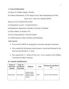 A. General Information (a) Name: Dr. Madhavi Raghav Narsalay (b
