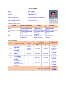 FACULTY PROFILE Name : Dr. K. R. Jothi Designation : Associate