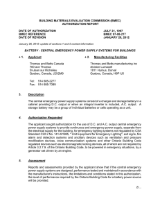 BATTERY - CENTRAL EMERGENCY POWER SUPPLY SYSTEMS