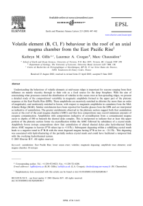 Volatile element (B, Cl, F) behaviour in the roof of an axial magma