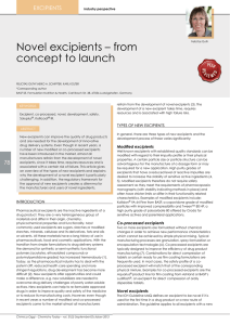 Novel excipients – from concept to launch