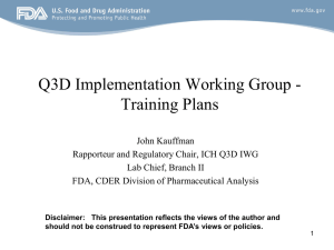 ICH Training Plans-Implementation Working Group (IWG)