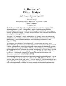 A Review of Filter Design