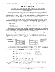 Lecture Notes 19: Relativistic Electrodynamics
