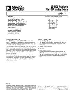 ADG419 LC2MOS Precision Mini-DIP Analog Switch Data Sheet