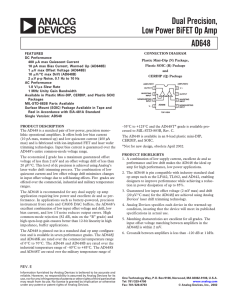 AD648 DS Dual Precision, Low Power BiFET Op Amp data sheet