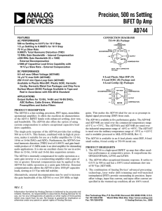 AD744 Precision, 500 ns Settling BiFET Op Amp