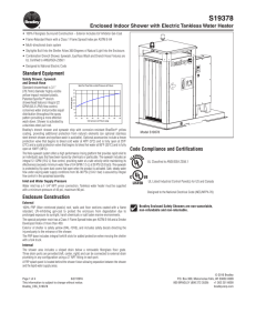 S19378 Enclosed Indoor Shower with Electric Tankless Water Heater