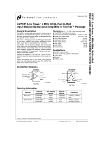 LM7301 Low Power, 4 MHz GBW, Rail-to-Rail Input