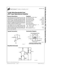 TL082 Wide Bandwidth Dual JFET Input Operational Amplifier