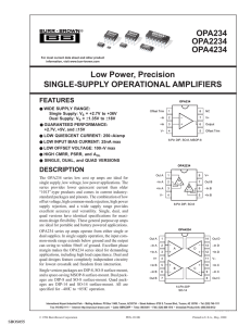 OPA234 OPA2234 OPA4234 Low Power, Precision SINGLE