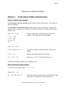 Operations on Rational Numbers