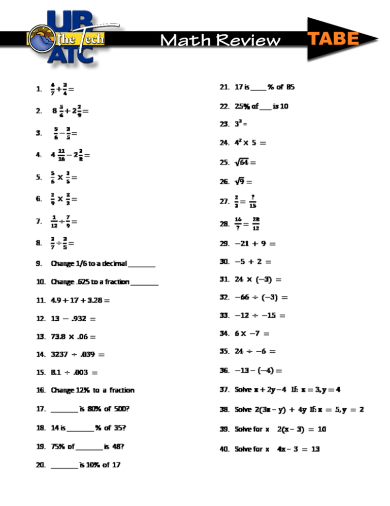 tabe-math-review