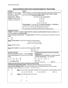 ADD/SUBTRACT/MULTIPLY/DIVIDE/SIMPLIFY FRACTIONS