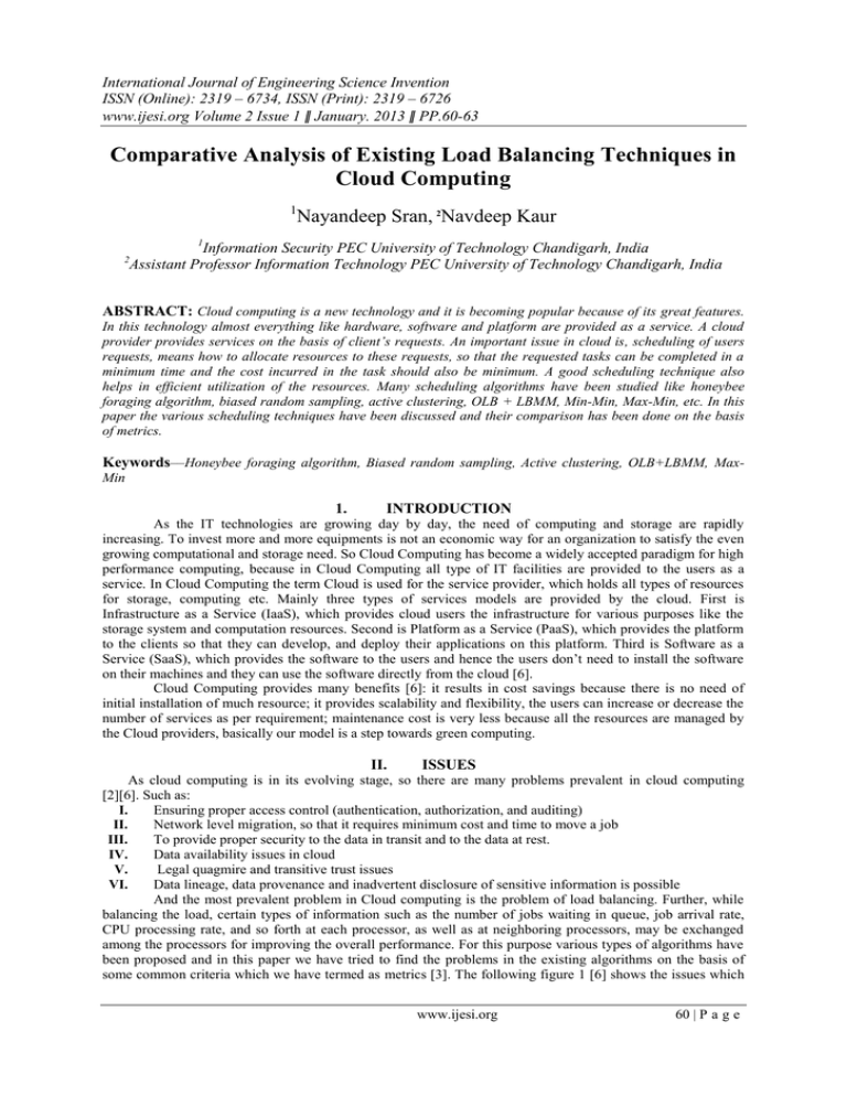 Comparative Analysis Of Existing Load Balancing Techniques