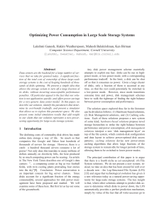 Optimizing Power Consumption in Large Scale Storage Systems