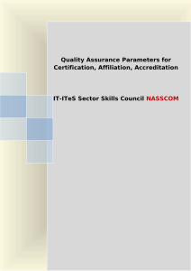 Quality Assurance Parameters for Certification, Affiliation