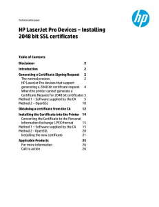 HP LaserJet Pro Devices - Installing 2048 bit SSL certificates