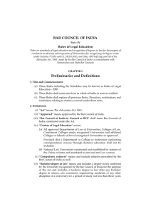 Rules Of Legal Education - The Bar Council of India