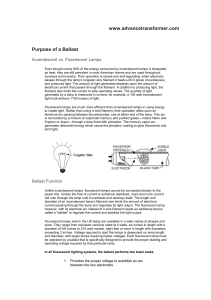 www.advancetransformer.com Purpose of a Ballast