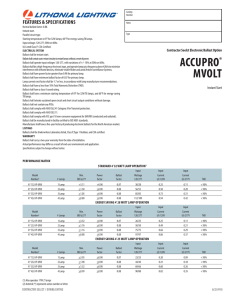 Lithonia Accupro Ballast Sheet