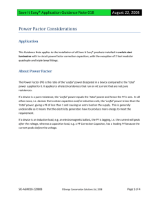 Power Factor Considerations