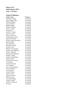 Dean`s List Fall Semester 2012 3.50