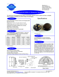 MINI-A Ultrasonic Sensor Specifications