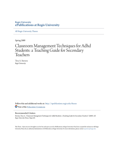 Classroom Management Techniques for Adhd Students: a Teaching