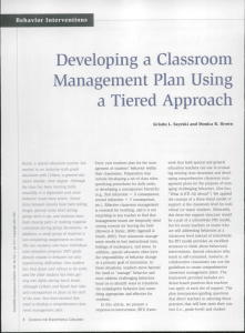 Developing a Classroom Management Plan Using a Tiered Approach