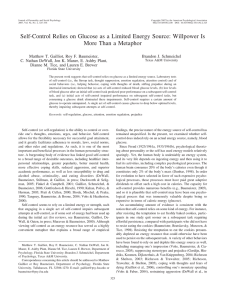 Self-Control Relies on Glucose as a Limited Energy Source