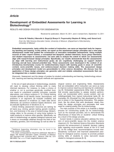 Development of embedded assessments for learning in biotechnology