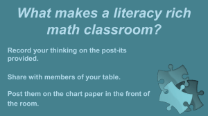 What makes a literacy rich math classroom?