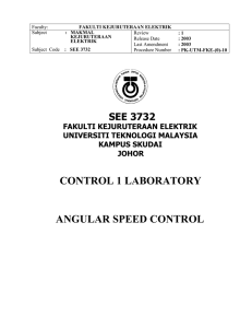 Angular Speed Control - Universiti Teknologi Malaysia