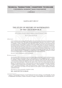 the study of history of mathematics in the czech republic studia nad
