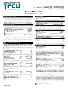 Schedule of Fees - Teachers Federal Credit Union
