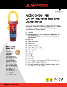 ACDC-3400 IND CAT IV Industrial True RMS Clamp Meter Data Sheet