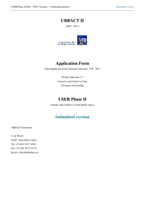 URBACT II Application Form USER Phase II Submitted version
