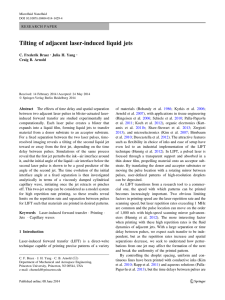 Tilting of adjacent laser-induced liquid jets