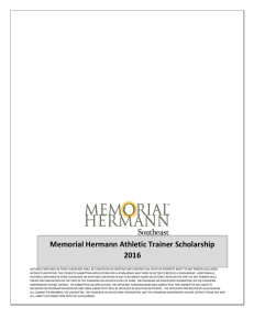 Memorial Hermann Athletic Trainer Scholarship 2016