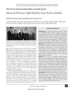 Memorial Hermann: High Reliability from Board to Bedside